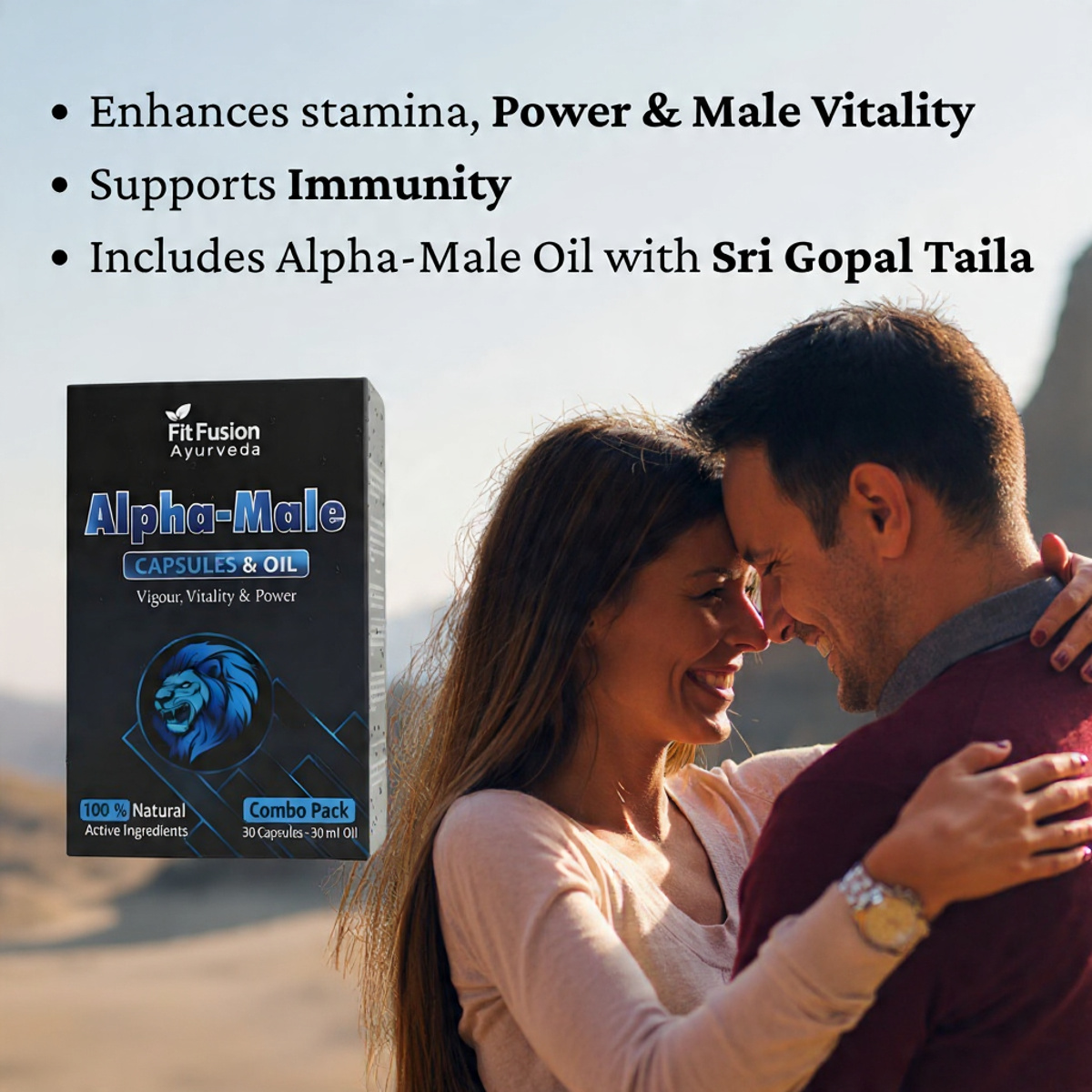 FIT FUSION AYURVEDA Alpha Male Capsule & Oil Combo For Men's Vigour, Vitality & Power  (30 Capsules, 30 ml) - View 3