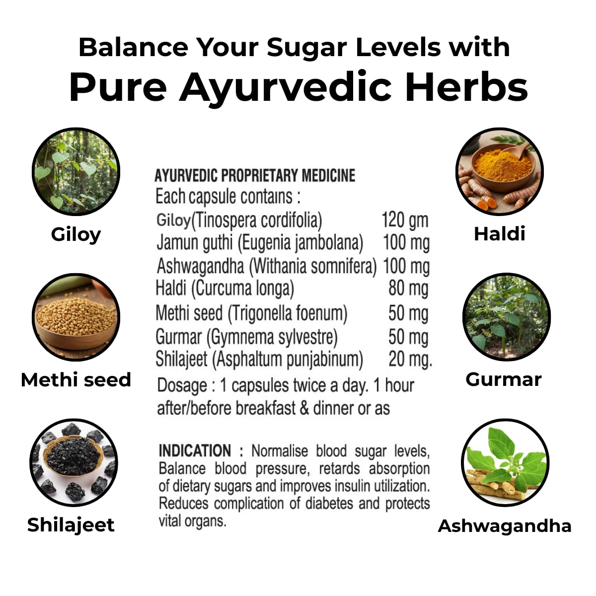 Sugar Medic Combo With Ashwagandha, Giloy, Jamun - View 2
