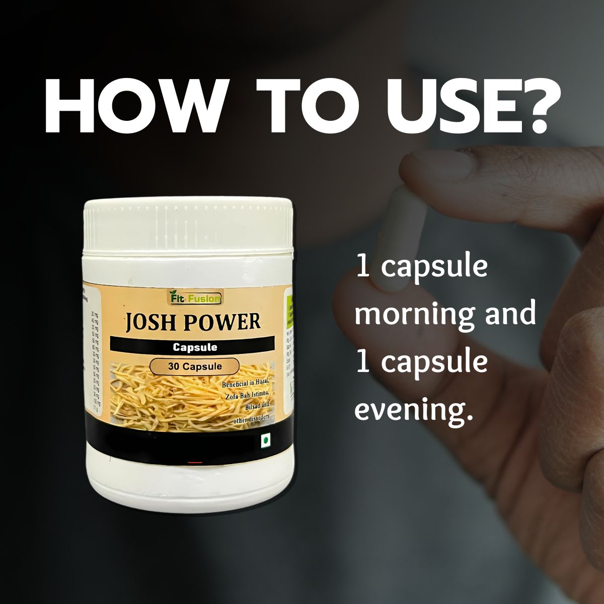 Fit Fusion Ayurveda Josh Power Capsule for Men, Ayurvedic Supplement with Ashwagandha, Safed Musli - View 4